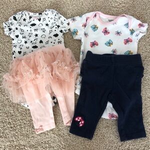 Lot of 4 size 3mo. And 3-6mo. Carters, Gerber, Baby Starters, Gymboree